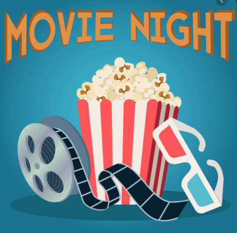 movie night poster featuring popcorn