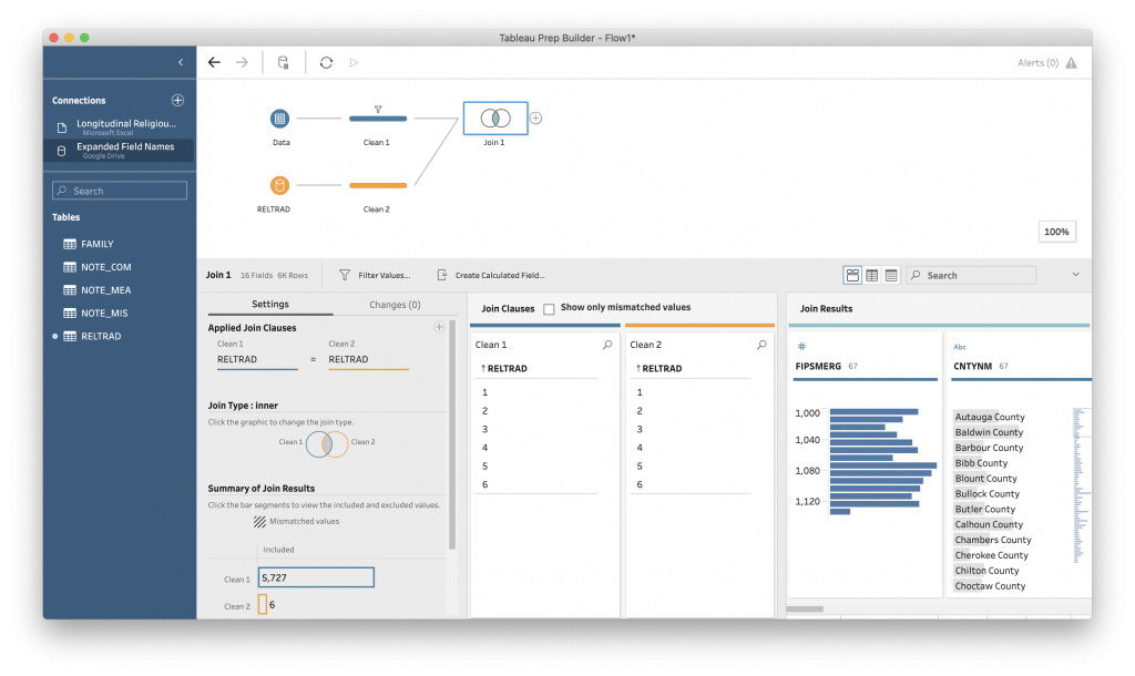 Join interface in Tableau